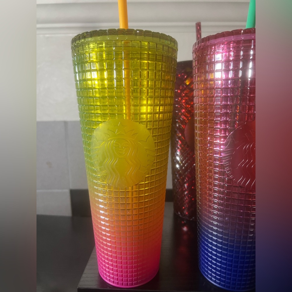 Starbucks Neon Pink and Green Tumbler